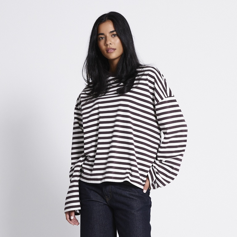 Striped long sleeve tee "Ammie" Brown